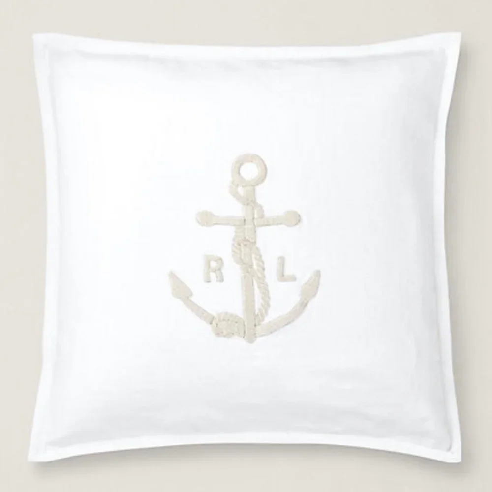 Ralph Lauren Carlea Anchor Bullion Throw Pillow In White